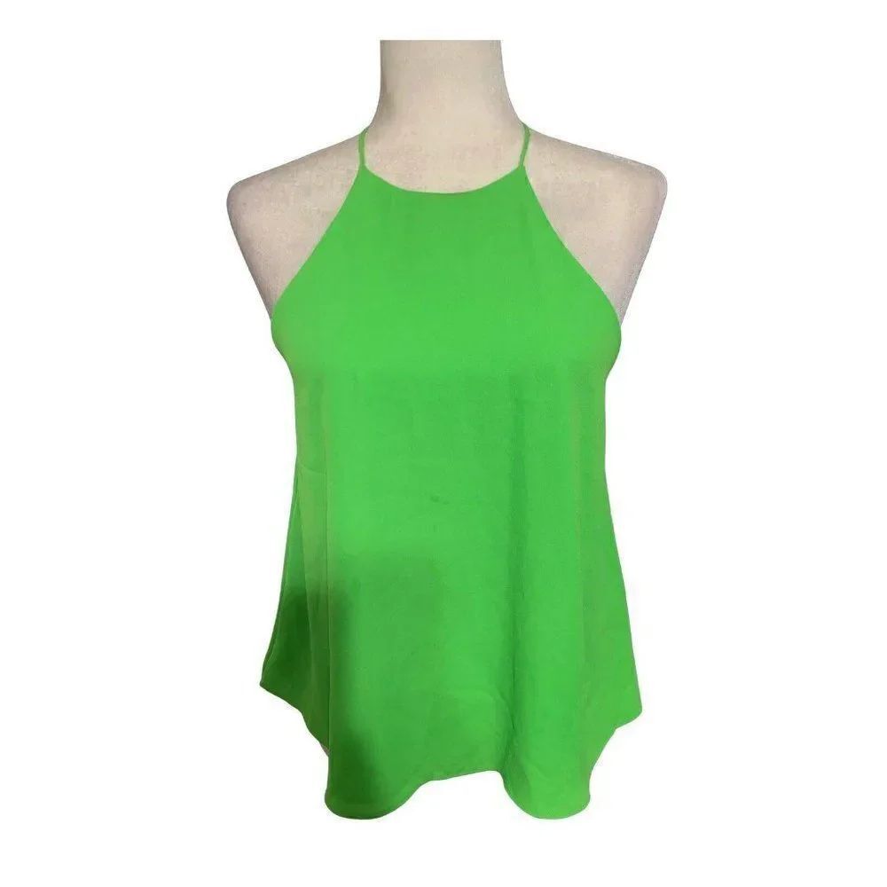 zara womens solid hot green Crew Neck tank top small